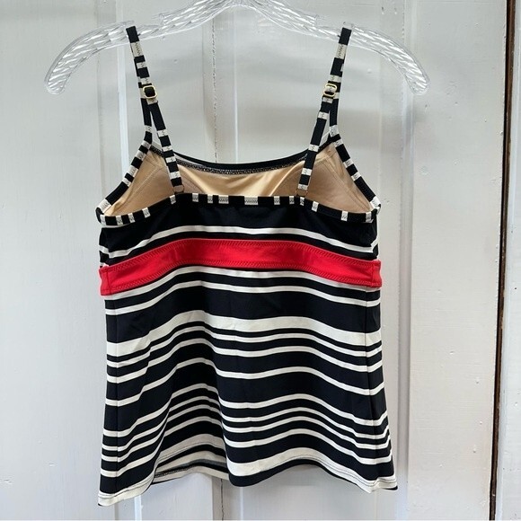 Lands' End black cream red tankini swim top women's 4 - Picture 2 of 4